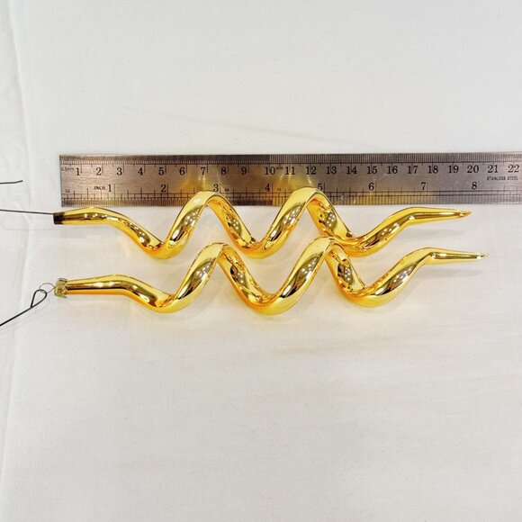 2 Vintage Spiral Corkscrew Gold Mercury Glass Ornament Christmas Tree Decor 7.5" - Picture 3 of 4
